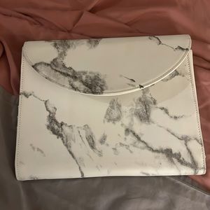 white marble clutch